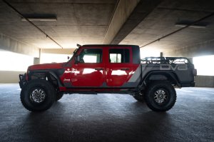 Jeep Gladiator JT Fender Flares - Front - DV8 Offroad - Slim, Micro-texture, Dual Stage Daytime Running Lights - Black - `20-`23
